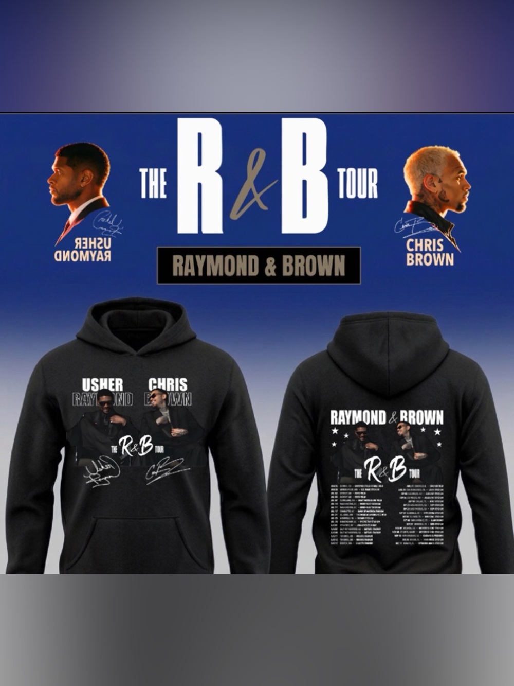 Usher x Chris Brown The R&B Tour Pullover Hoodie New S-5XL 2026